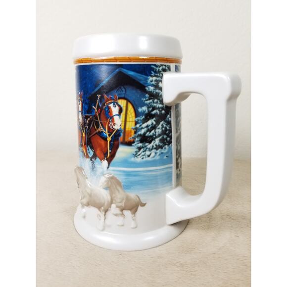Budweiser Beer Stein Mug Holiday 2005 Handcrafted Brazil 7" Ceramarte Vintage - Picture 7 of 12